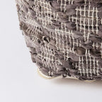 Pouf quadrato in pelle e cotone grigio fantasia 16x16x16