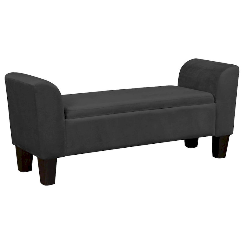 Panca contenitore di design da 140 cm con rivestimento in velluto Performance, nera