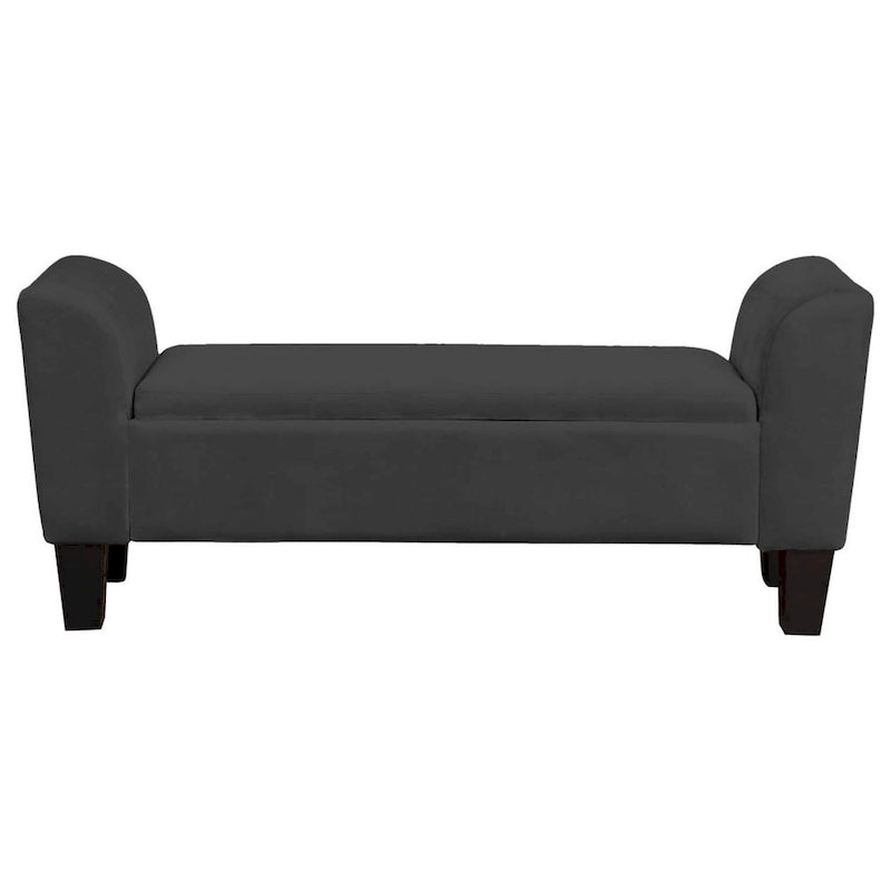 Panca contenitore di design da 140 cm con rivestimento in velluto Performance, nera