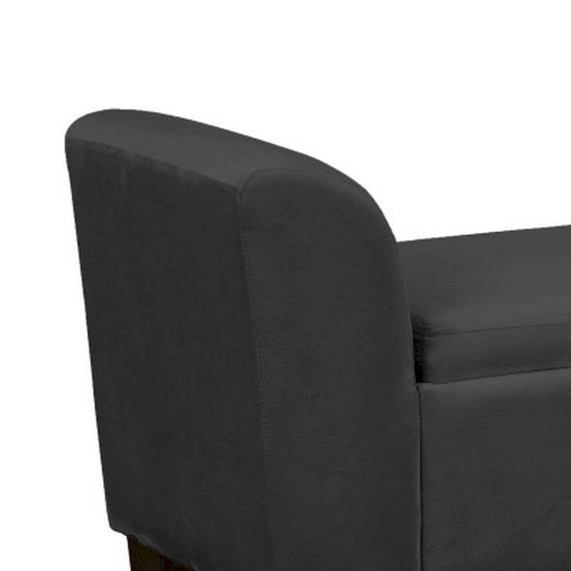 Panca contenitore di design da 140 cm con rivestimento in velluto Performance, nera