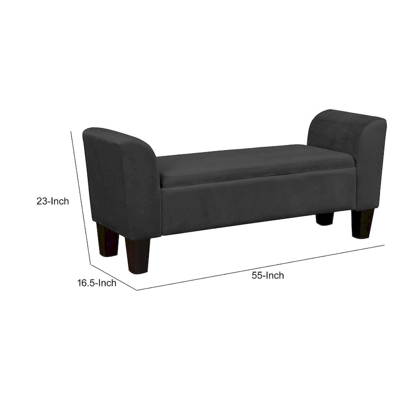 Panca contenitore di design da 140 cm con rivestimento in velluto Performance, nera