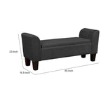 Panca contenitore di design da 140 cm con rivestimento in velluto Performance, nera
