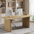 Scrivania direzionale moderna da 62,99 W, semplice scrivania per computer con piano e gambe in legno multistrato