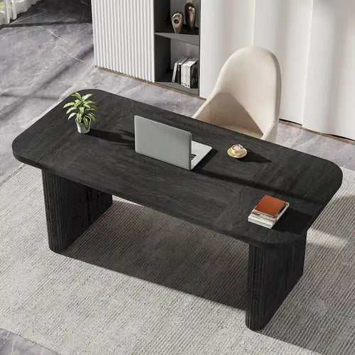 Scrivania direzionale moderna da 62,99 W, semplice scrivania per computer con piano e gambe in legno multistrato