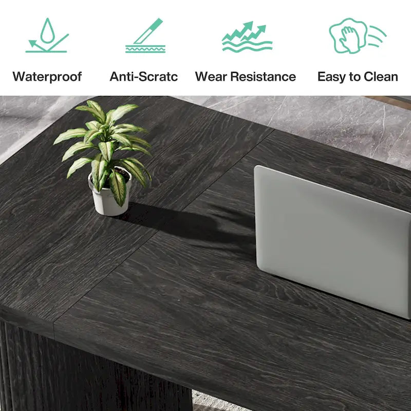 Scrivania direzionale moderna da 62,99 W, semplice scrivania per computer con piano e gambe in legno multistrato