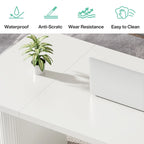 Scrivania direzionale moderna da 62,99 W, semplice scrivania per computer con piano e gambe in legno multistrato