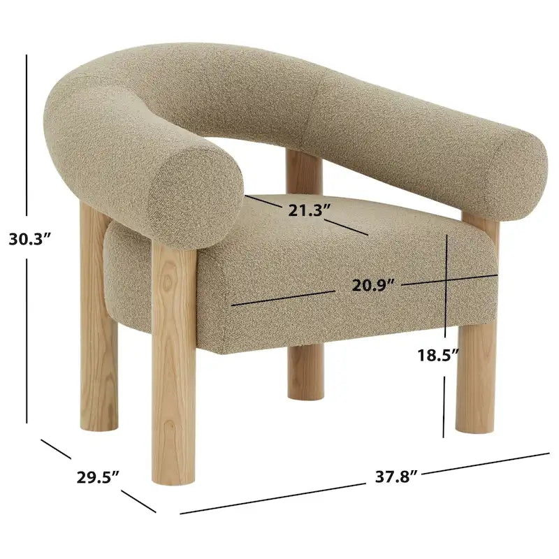Poltrona d'accento minimalista in bouclé 38L x 30P x 30A