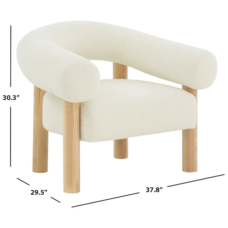 Poltrona d'accento minimalista in bouclé 38L x 30P x 30A