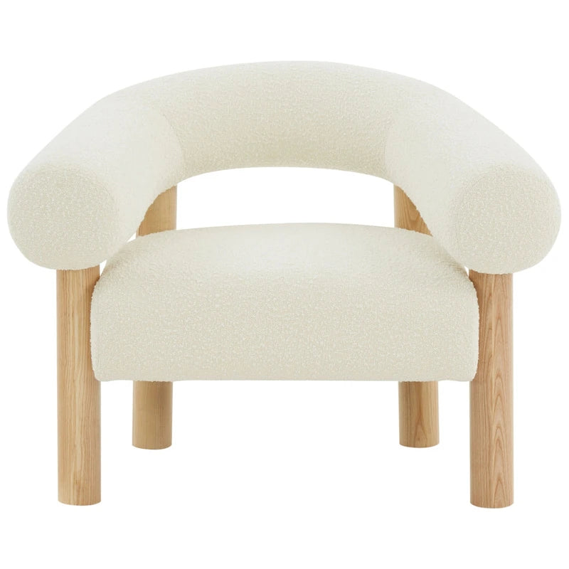 Poltrona d'accento minimalista in bouclé 38L x 30P x 30A