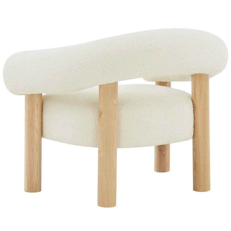 Poltrona d'accento minimalista in bouclé 38L x 30P x 30A