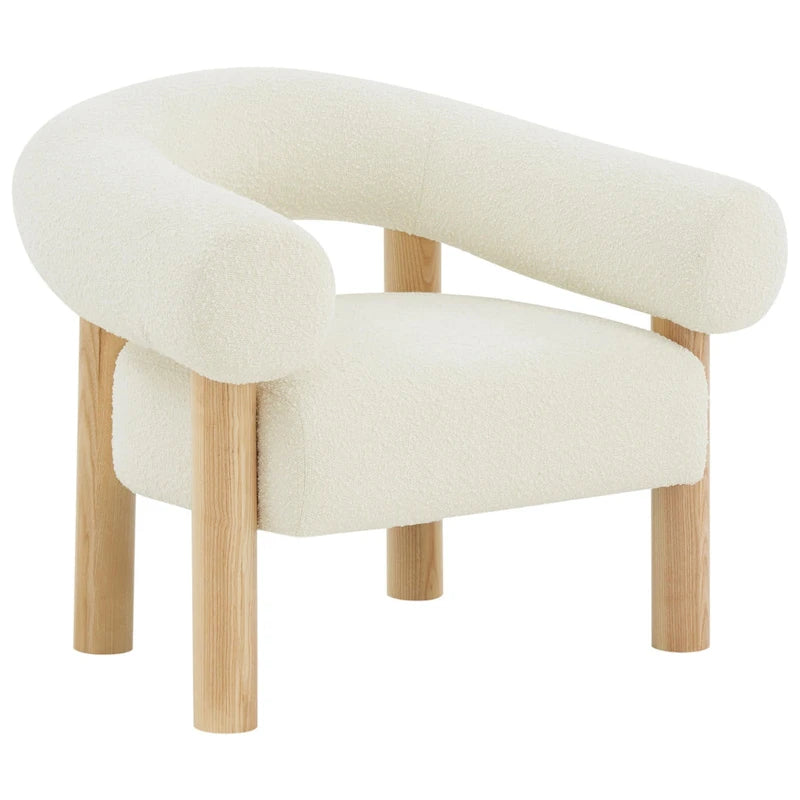 Poltrona d'accento minimalista in bouclé 38L x 30P x 30A