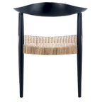 Poltrona d'accento in rattan stile Mid-Century con struttura in legno nero 24.8L x 30.7H