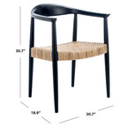 Poltrona d'accento in rattan stile Mid-Century con struttura in legno nero 24.8L x 30.7H