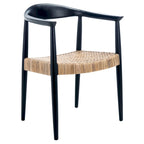 Poltrona d'accento in rattan stile Mid-Century con struttura in legno nero 24.8L x 30.7H
