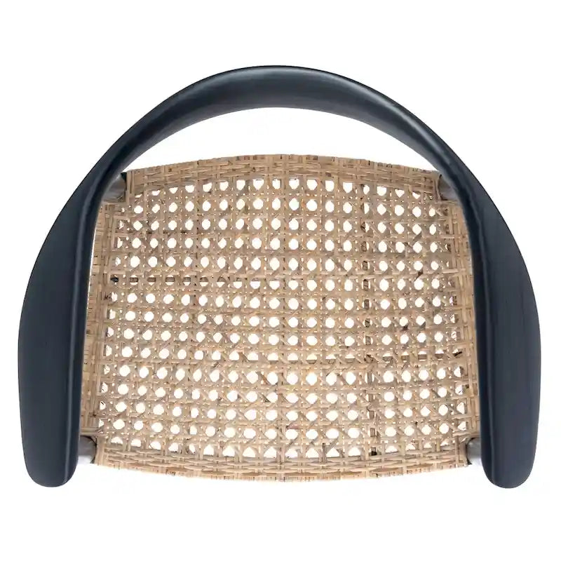 Poltrona d'accento in rattan stile Mid-Century con struttura in legno nero 24.8L x 30.7H