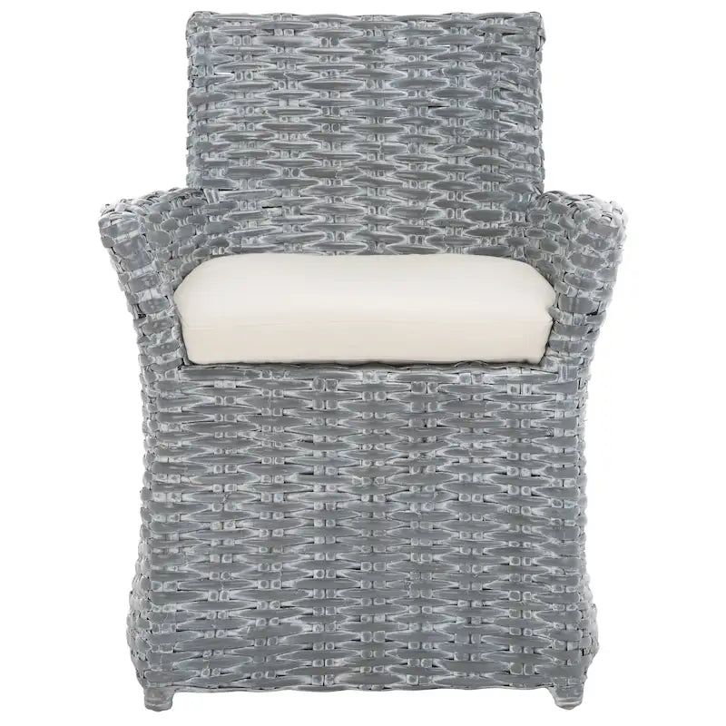 Poltrona in Rattan Grigio Effetto Invecchiato 71 cm L x 61 cm P x 84 cm H
