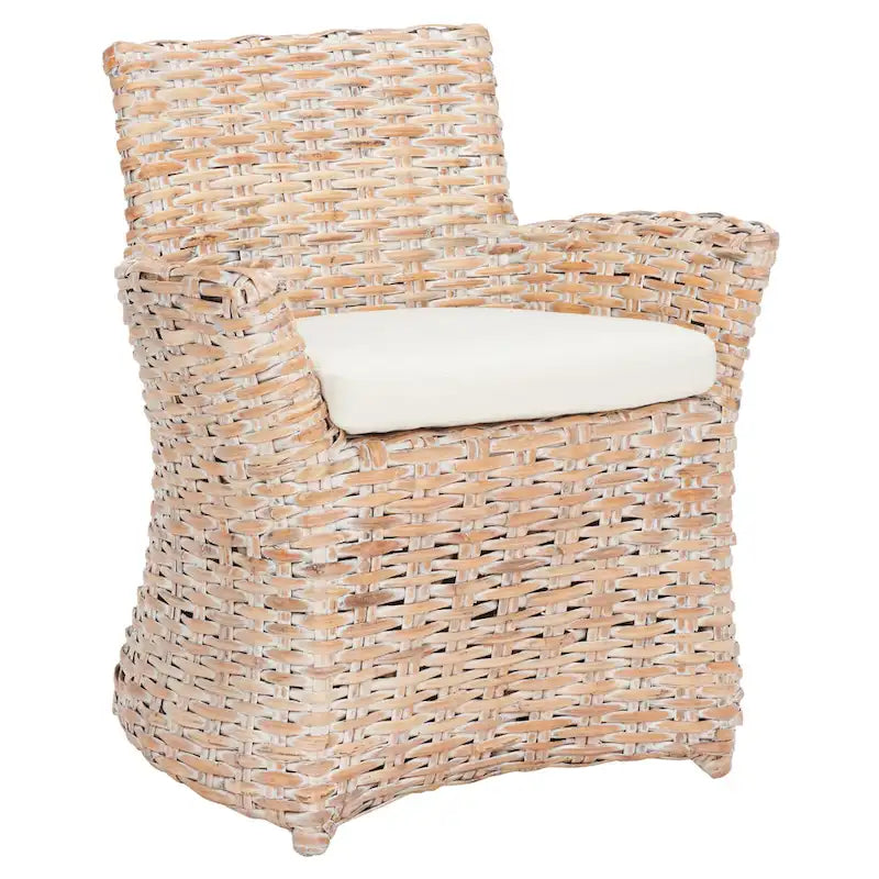 Poltrona in Rattan Grigio Effetto Invecchiato 71 cm L x 61 cm P x 84 cm H