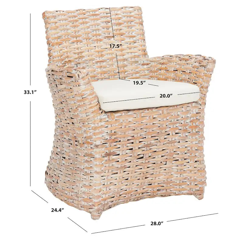 Poltrona in Rattan Grigio Effetto Invecchiato 71 cm L x 61 cm P x 84 cm H