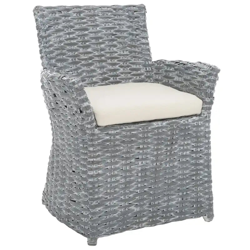 Poltrona in Rattan Grigio Effetto Invecchiato 71 cm L x 61 cm P x 84 cm H