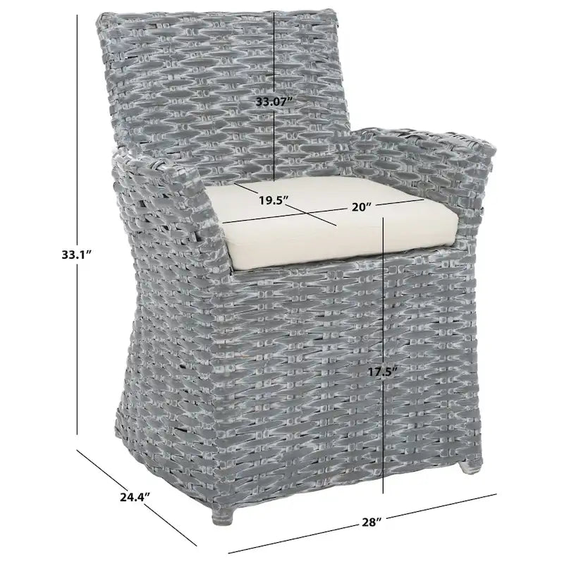 Poltrona in Rattan Grigio Effetto Invecchiato 71 cm L x 61 cm P x 84 cm H