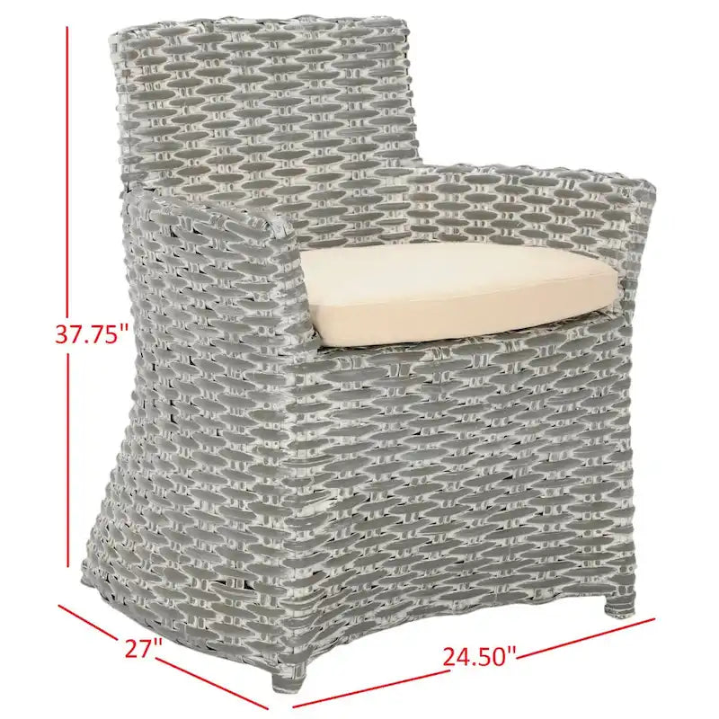 Poltrona in Rattan Grigio Effetto Invecchiato 71 cm L x 61 cm P x 84 cm H