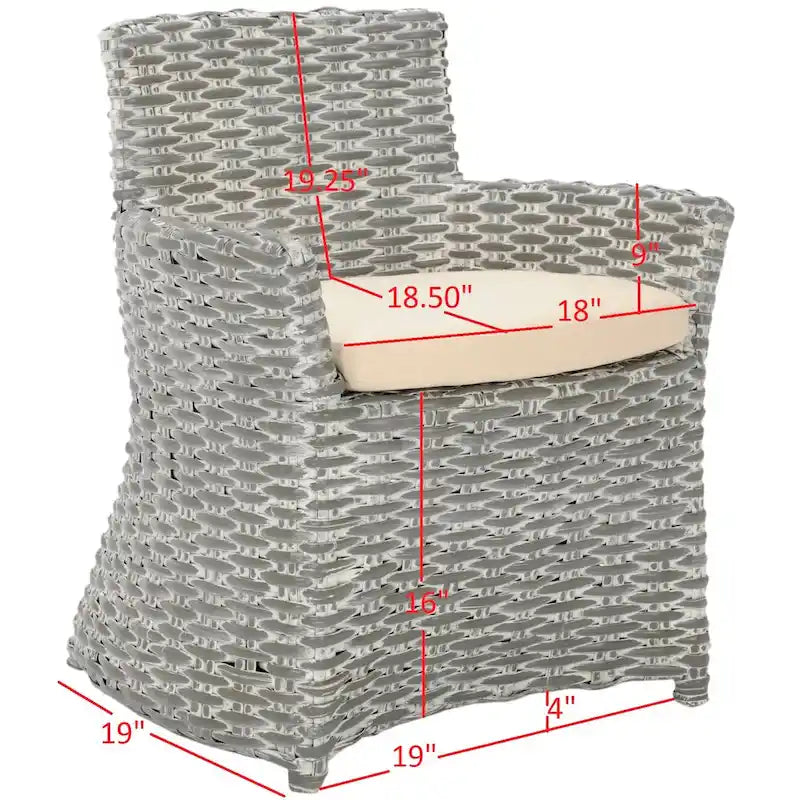 Poltrona in Rattan Grigio Effetto Invecchiato 71 cm L x 61 cm P x 84 cm H