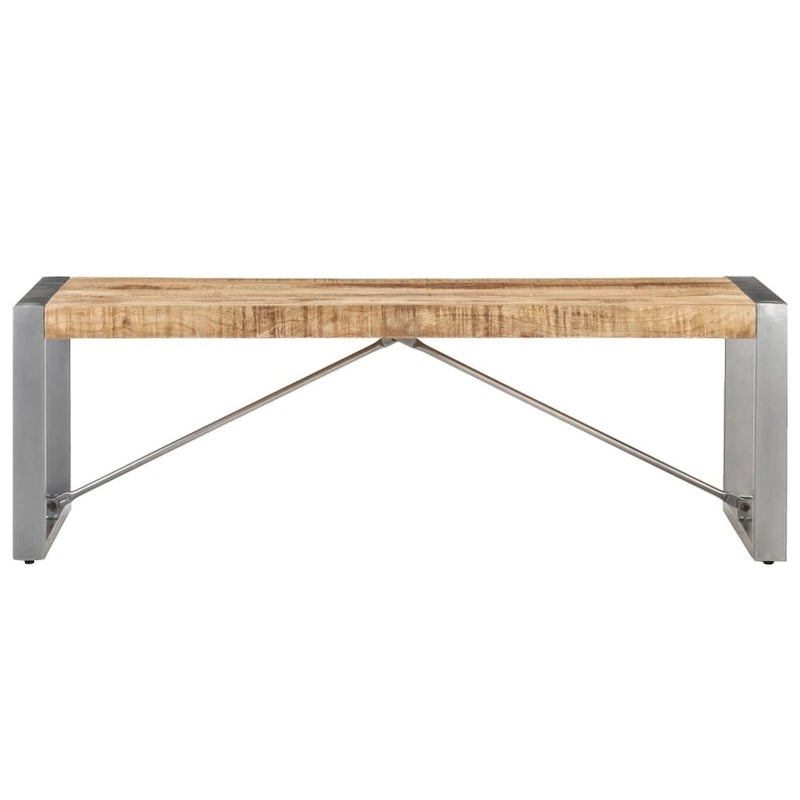 Tavolino da Caffè in Legno Massello di Mango con Gambe in Acciaio – Stile Industriale, 120x60x40 cm