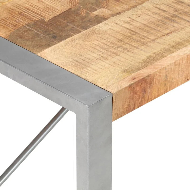 Tavolino da Caffè in Legno Massello di Mango con Gambe in Acciaio – Stile Industriale, 120x60x40 cm