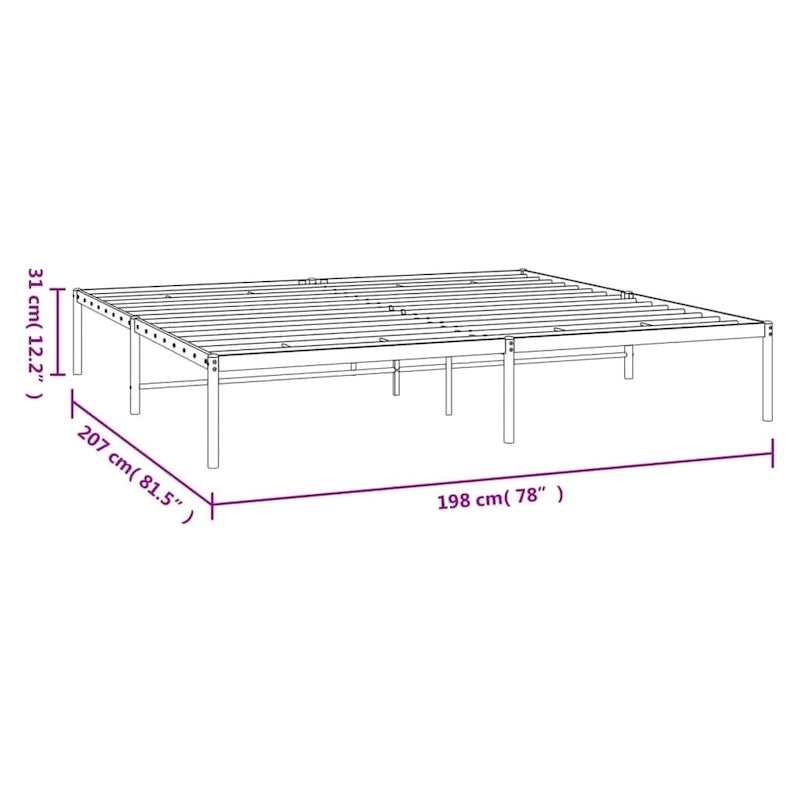 Telaio letto in acciaio verniciato a polvere con doghe rinforzate 81,5x41,1x35,6