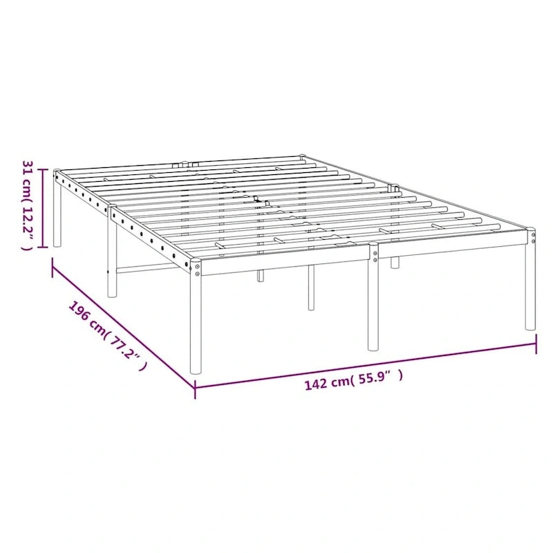 Telaio letto in acciaio verniciato a polvere con doghe rinforzate 81,5x41,1x35,6