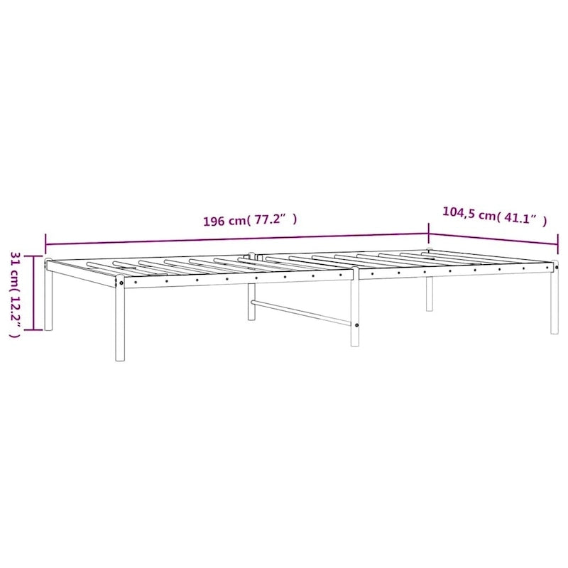 Telaio letto in acciaio verniciato a polvere con doghe rinforzate 81,5x41,1x35,6