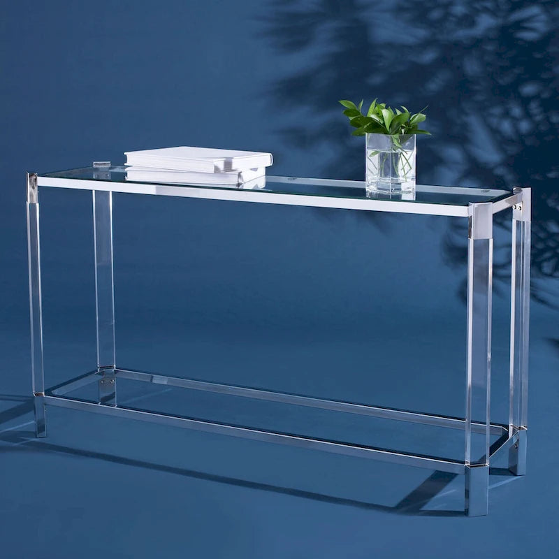 Tavolo consolle moderno in acrilico e acciaio inossidabile 52L x 15P x 29A