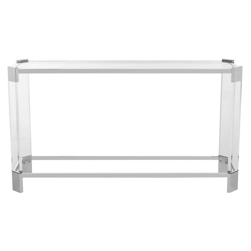 Tavolo consolle moderno in acrilico e acciaio inossidabile 52L x 15P x 29A