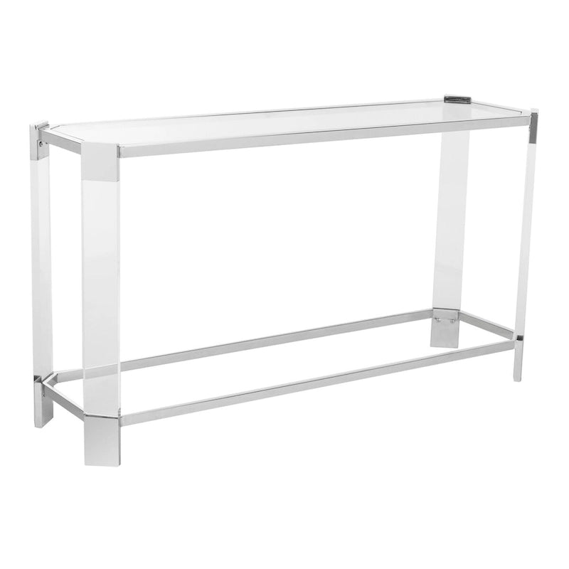 Tavolo consolle moderno in acrilico e acciaio inossidabile 52L x 15P x 29A