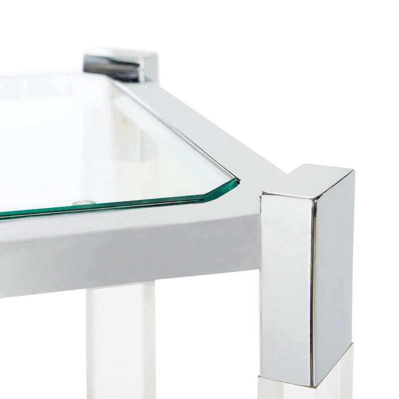 Tavolo consolle moderno in acrilico e acciaio inossidabile 52L x 15P x 29A