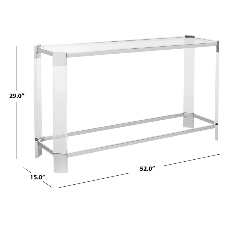 Tavolo consolle moderno in acrilico e acciaio inossidabile 52L x 15P x 29A