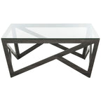 Tavolino da Caffè Mid-Century con Piano in Vetro 34L x 34P x 15A