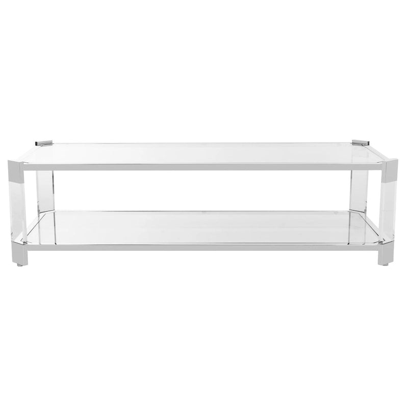 Tavolino da caffè in vetro trasparente 58L x 26P x 16A