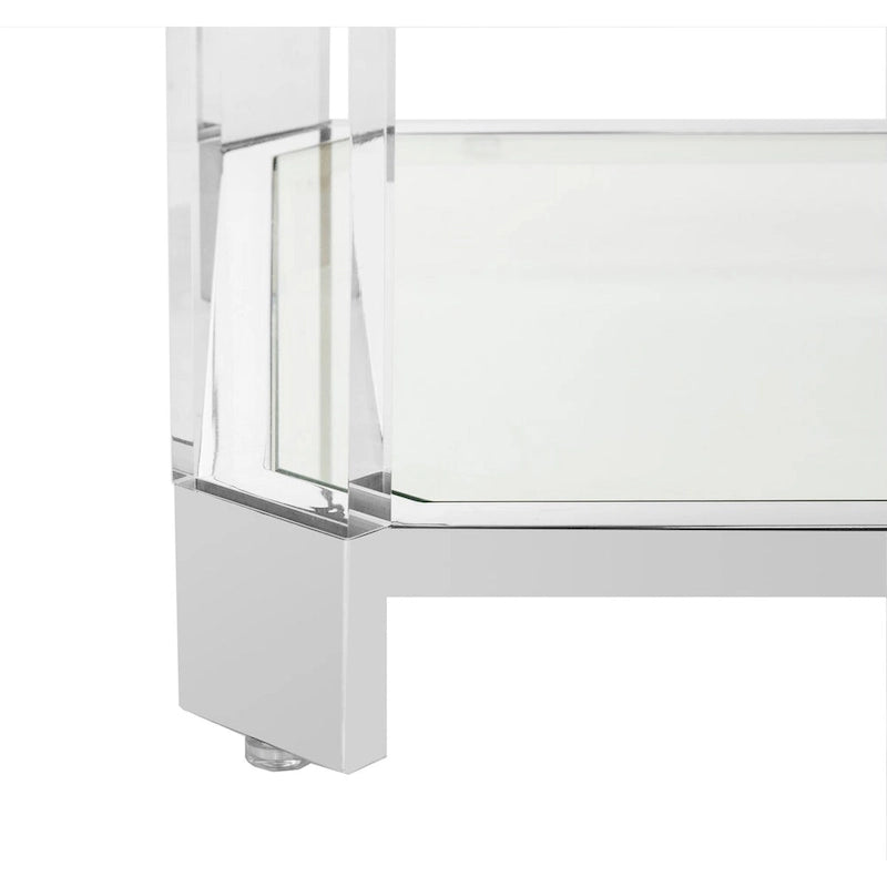 Tavolino da caffè in vetro trasparente 58L x 26P x 16A