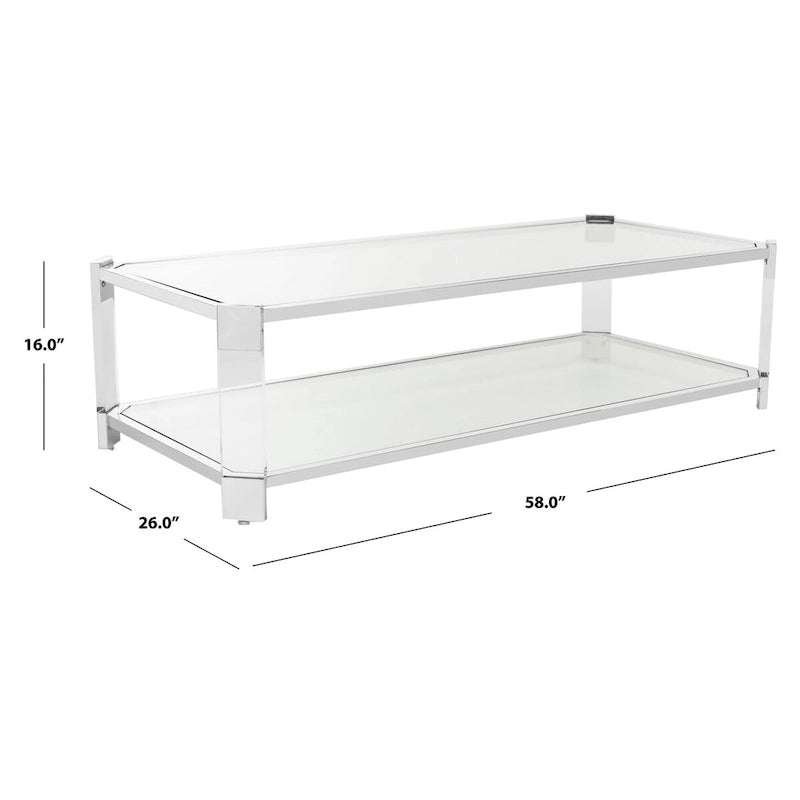 Tavolino da caffè in vetro trasparente 58L x 26P x 16A