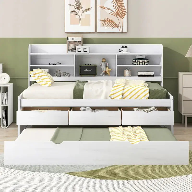 Letto a una piazza singolo con cassetti in legno