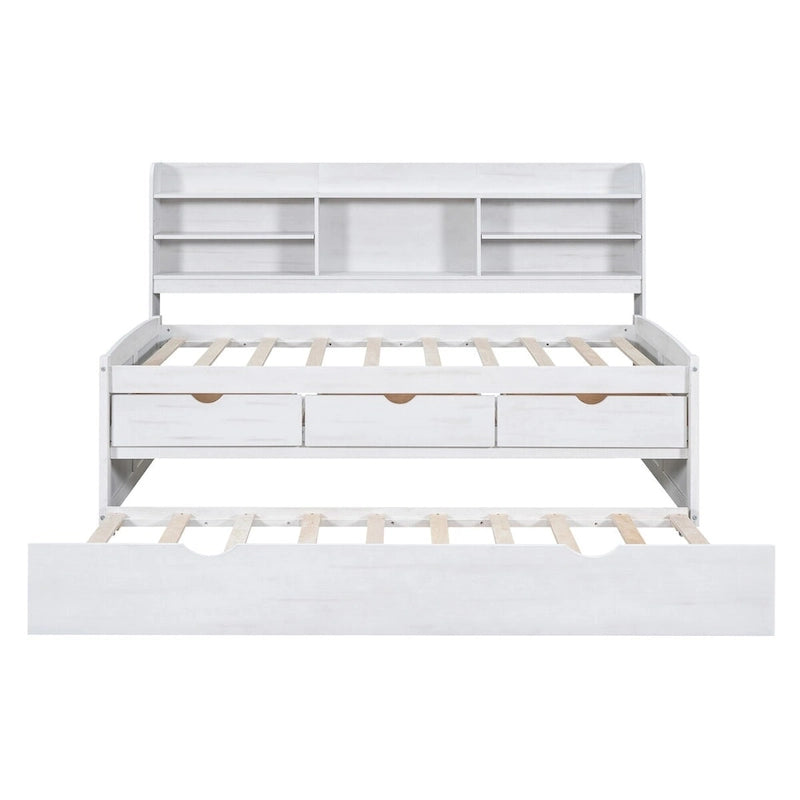 Letto a una piazza singolo con cassetti in legno