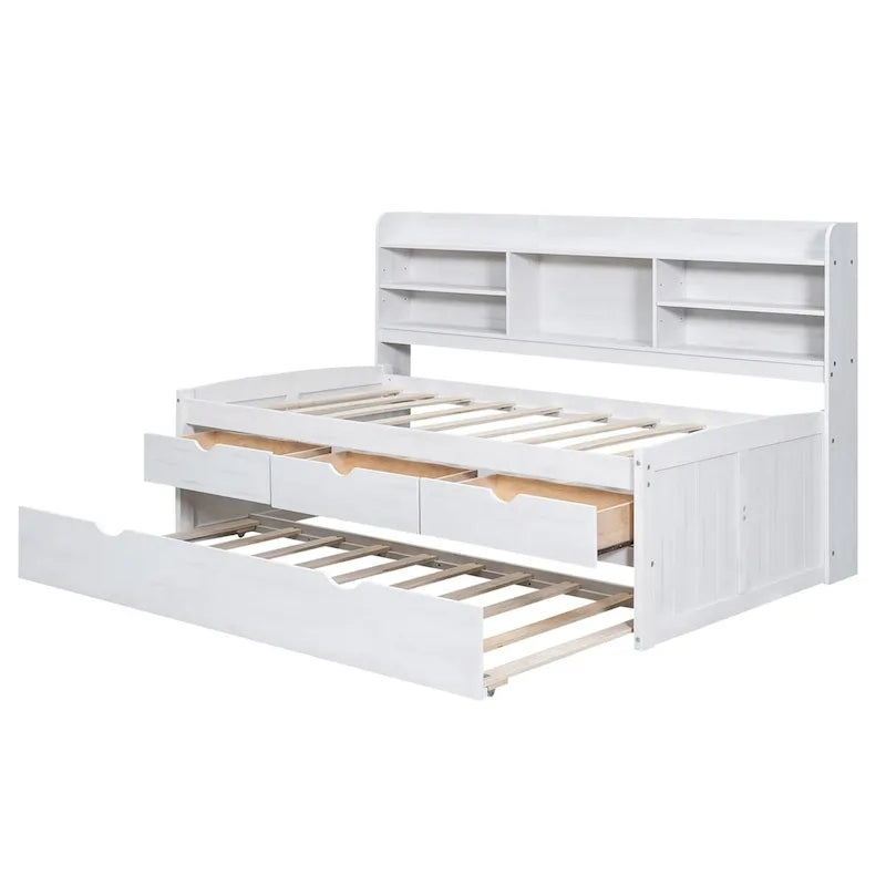 Letto a una piazza singolo con cassetti in legno