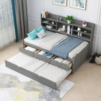 Letto a una piazza singolo con cassetti in legno