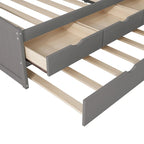 Letto a una piazza singolo con cassetti in legno