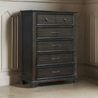 Annu 56 Inch Tall Dresser, 6 Drawers, Felt and Cedar Lining, Walnut Brown