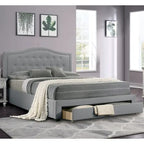 Letto King size orientale completamente imbottito con 1 cassetto sotto il letto