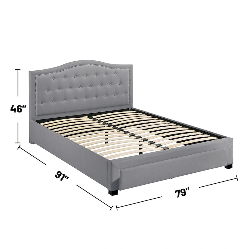 Letto King size orientale completamente imbottito con 1 cassetto sotto il letto