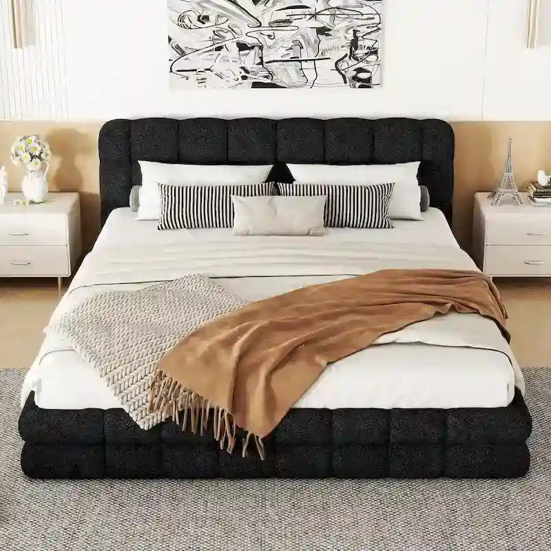 Letto matrimoniale imbottito a piattaforma per camera da letto
