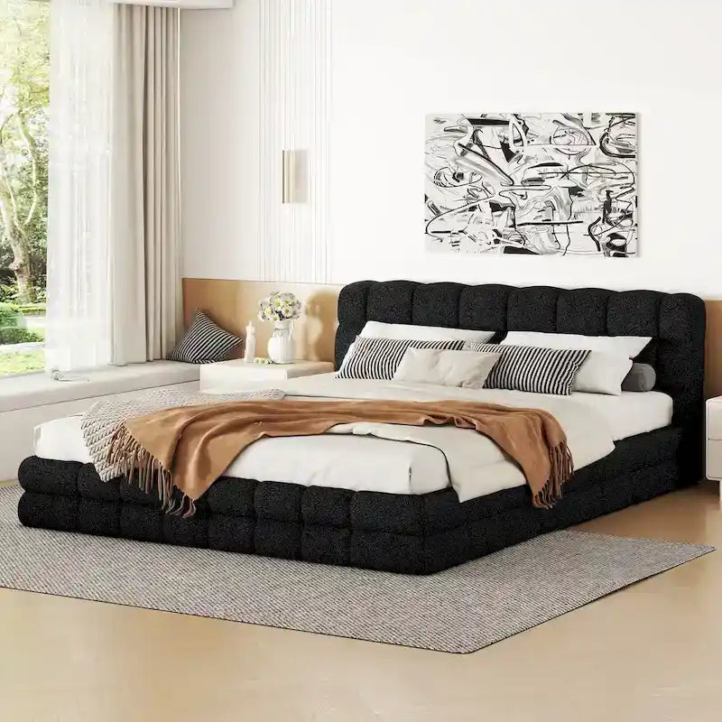 Letto matrimoniale imbottito a piattaforma per camera da letto